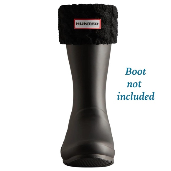 Hunter Tall Boot Socks 6 Stitch Cable Black Big Kids Sz L 1-3 Rain Boot Liner - Picture 7 of 9